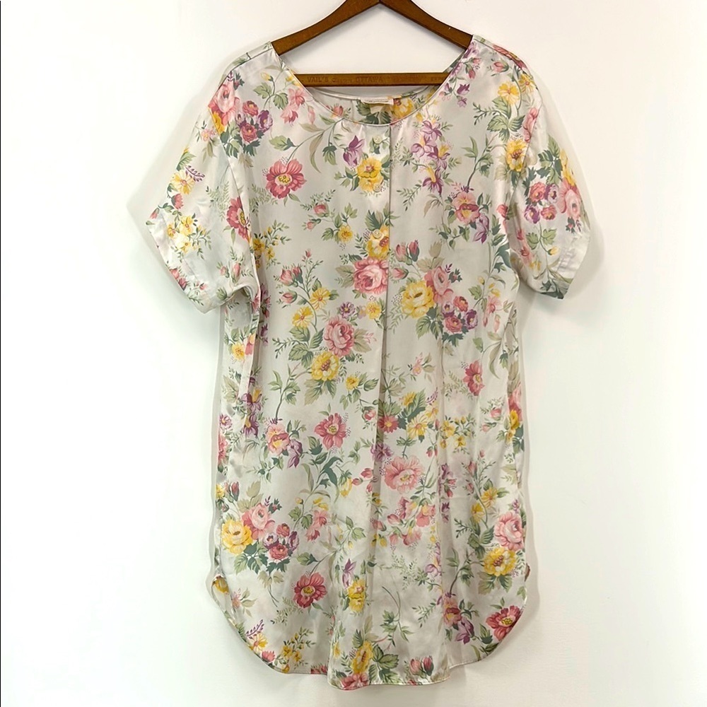 Vintage Barbizon Nightdress Floral Silky Buttons Soft Smooth Flower Pyjamas